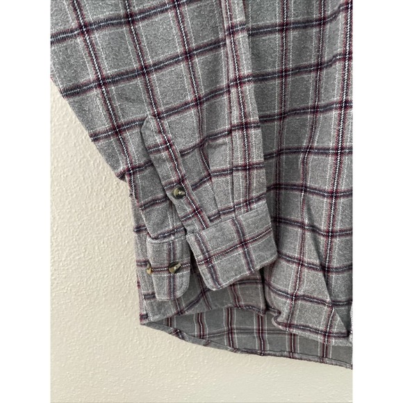 Burry Lane Button Down Flannel Shirt Mens Size XXL Red Grey Blue Plaid Heavy - Picture 6 of 7